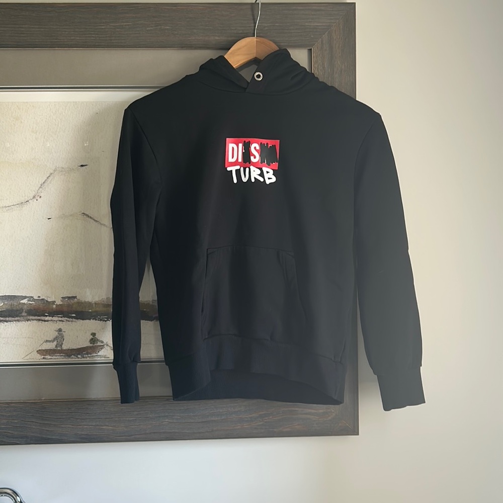 EUC Diesel Kids Disturb Logo Hoodie - Black - 12Y